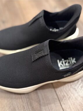 Kizik Women's Black Slip-On Athletic Shoes with Cream Sole